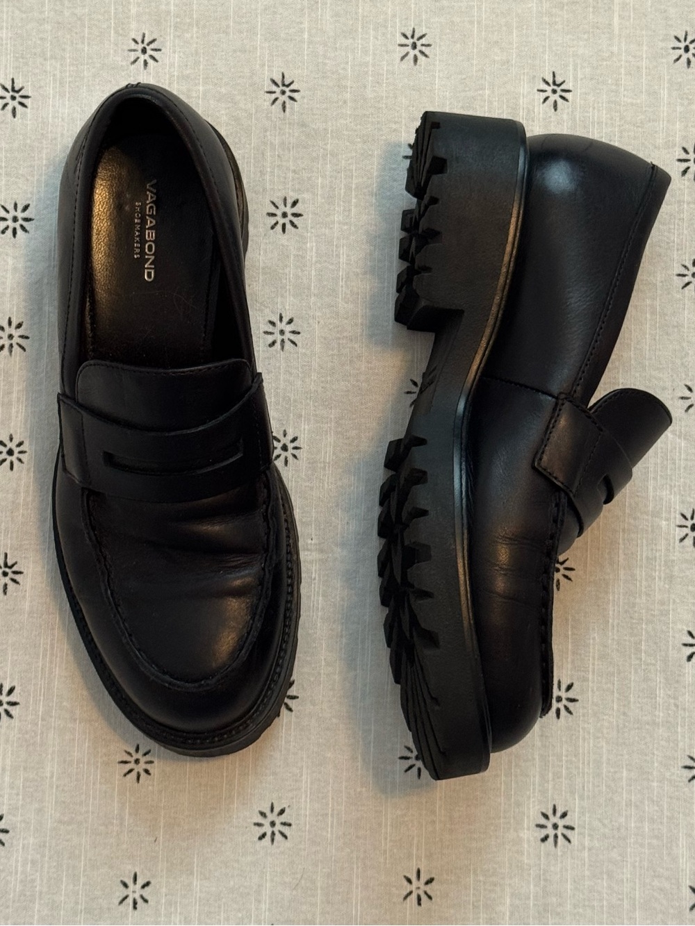 Vagabond Shoemakers Black Leather Lug Sole Penny Loafers Women’s US 8 EU 38